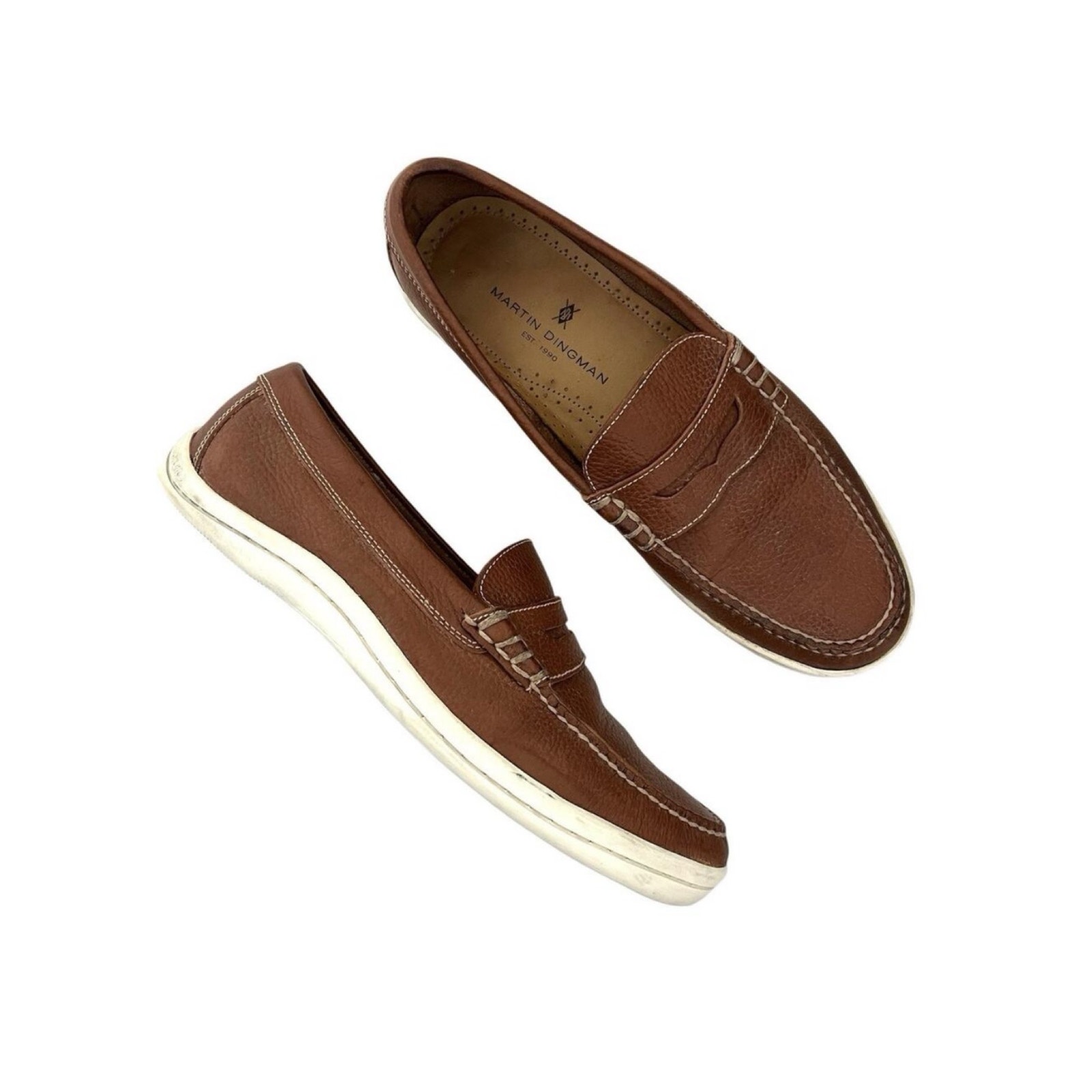 Martin Dingman Brown Leather Loafers Size 8.5